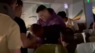Тренер по боксу и его ученик усмирили дебошира в самолете (Видео)