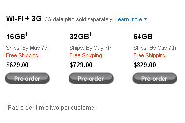 Apple назвала дату начала поставок iPad с поддержкой 3G